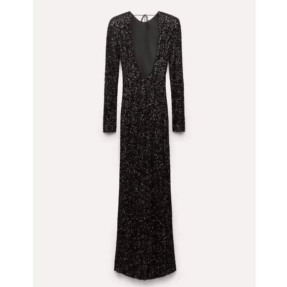 Zara Sequin Dress with Shoulder Pads ZW Collection - Picture 9 of 13